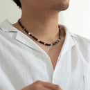 Trendy Small Wood Beads Necklace Men Vintage Short Beaded Chain Choker Necklaces 2023 Fashion Jewelry Collar on Neck Accessories