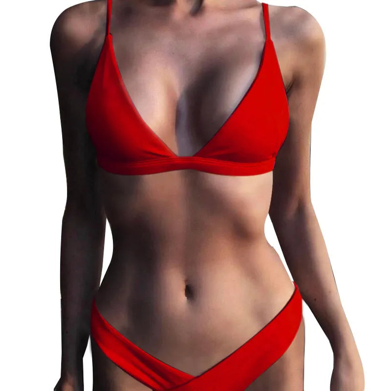 2021 Mini Bikini Set Micro Swimsuit Women Push Up Bikini Sexy Swimwear Halter Bandage Bathing Suit Solid Brazilian Biquini