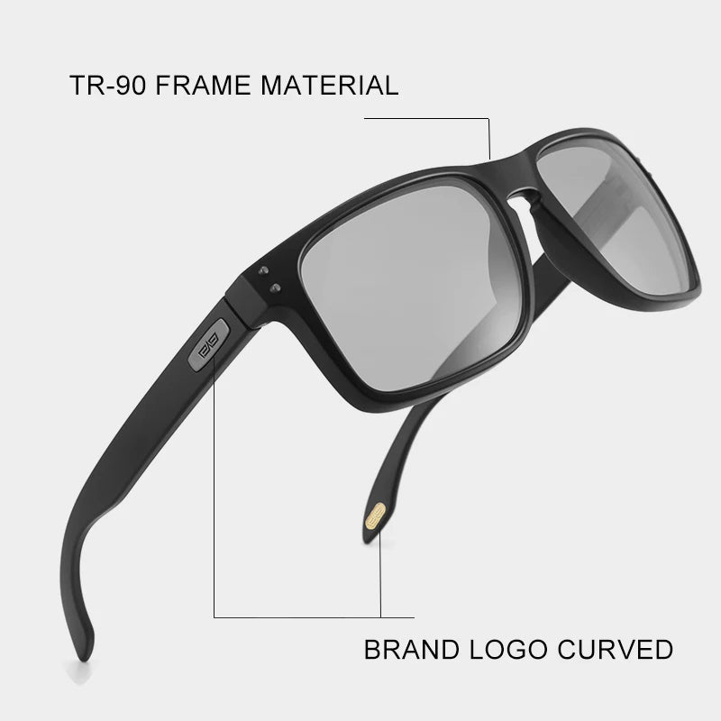 CAPONI Driving Sunglasses For Men Polarized Brand Designer Sun Glasses Photochromic Square TR Frame Black Men's Shades BS9417