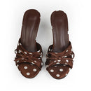 Sweet Bow Slippers for Women 2025 New Summer Thin Heel Flip-flops Versatile Pointed Toe Open Toe High Heel Cool Mop