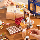 Robotime Rolife Leisure Time Tea Room DIY Miniature Dollhouse Kit Crafts Hobbies Amazing Gift for Women Children DG171