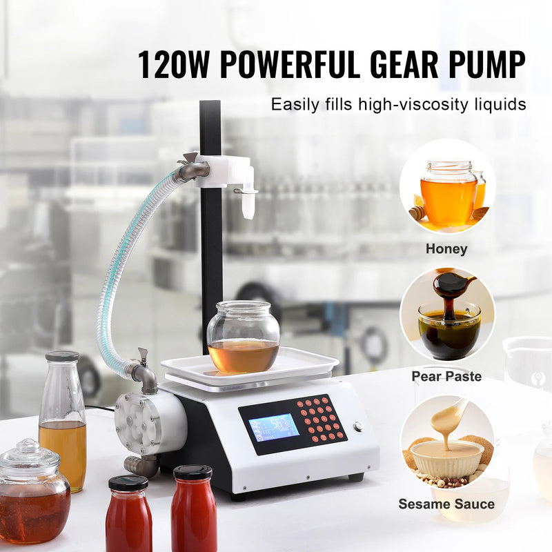 SucceBuy Automatic Liquid Filling Machine Bottle Water Filler Gear Pump Digital Control for Perfume Beverage Olive Oil 50-5000g