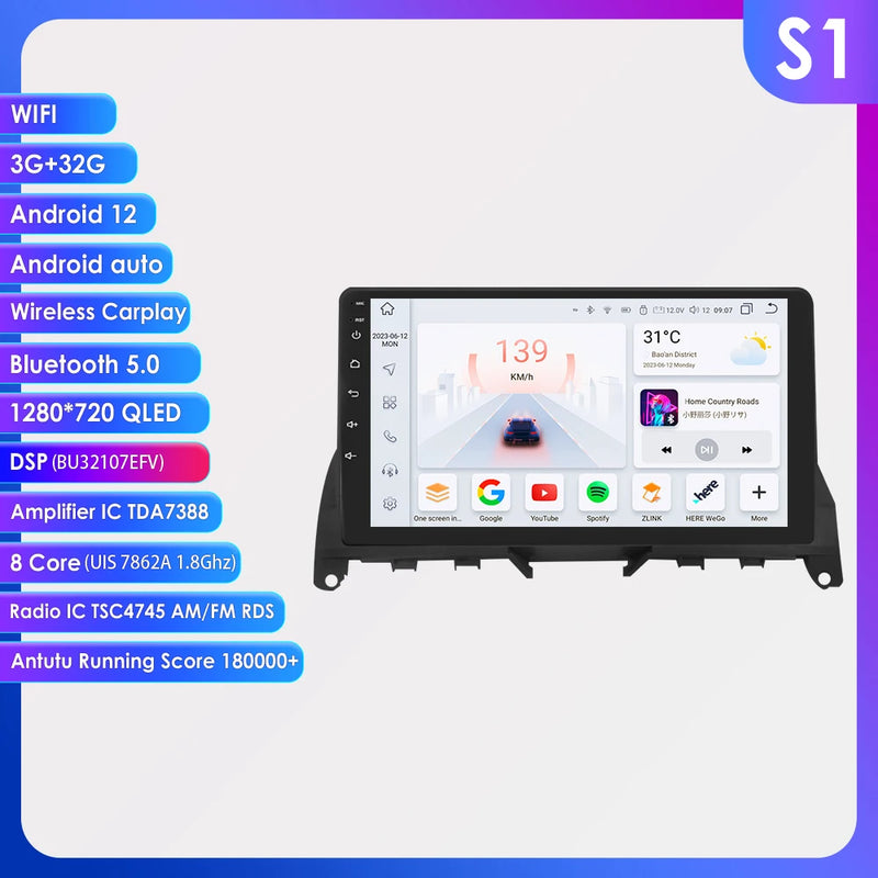 4G 8Core Android Auto Car radio For Mercedes Benz C-Class W204 S204 2007-2010 multimedia player GPS navi Stereo 2din RDS Screen