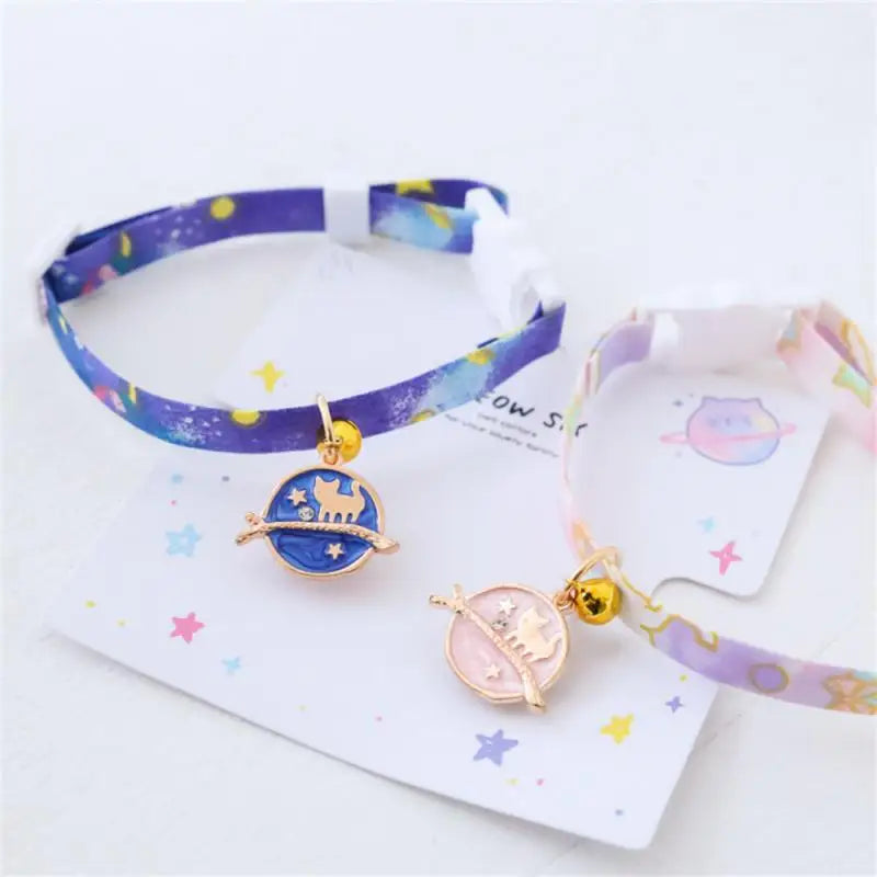 Pet Collar With Pendants Footprint Colorful Dog Puppy Cat Accessories Kitten Collar Adjustable Safety Bell Ring Necklace Pet