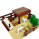 MOC Farm Cattle Horse Carriage Transport Stable Vegetable Garden Bricks Model Building Blocks Toys for Children Christmas Gifts