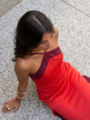 The Suzette | Color-Block Scarf-Collar Maxi Dress