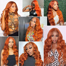 13x6 Ginger Body Wave Lace Front Human Hair 13x4 HD Transparent Lace Frontal Wig 200 Density  Brazilian Hair For Women