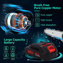 8 Inch 4000 Watt  Mini Chainsaw Electric One-Hand Saw Wood Cutter 2 Batteries UK Rechargeable Lightweight'