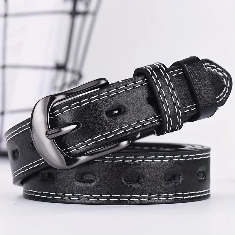 Women's Belt Retro Needle Buckle Men's Belt Casual Trend Belt Soft Belt Hollow Belt Paired with Jeans Belt PU Leather Belt