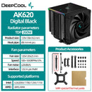 DeepCool AK620 Twin Towers CPU Air Cooler 6 Heatpipes White Dual Cooling Fans Radiator For LGA1700 2011-v3 115X 1200 AMD AM4 AM5