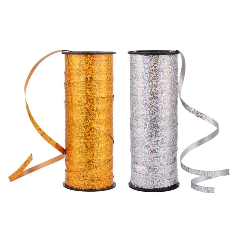 Silver Gold Curling Ribbon Roll Crimps Gold Balloon Ribbons for Party and Festival Decoration Crafts Gift Wrapping 5mmX100Yards