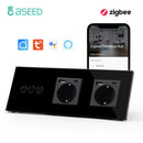 BSEED Zigbee Rollladenschalter Smart Licht Wandschalter Elektrische Jalousienschalter mit EU-Steckdose Unterstützung Tuya Smart Life Alexa