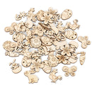 50pcs Easter Wooden Confetti Rabbit Carrot Eggs Kids Painting DIY Crafts Wood Slice 2025 Spring Easter Party Decoration For Home