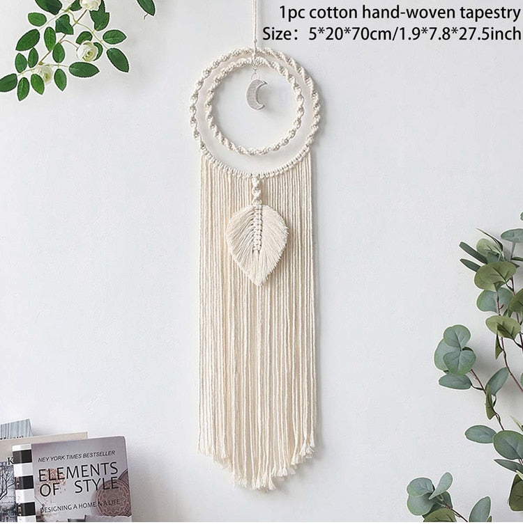 Nordic Star Moon Macrame Home Decor Aaccessories Boho Decor Ramadan Girl Kids Baby Room Wall Decor Dreamcatcher Wall Hangings