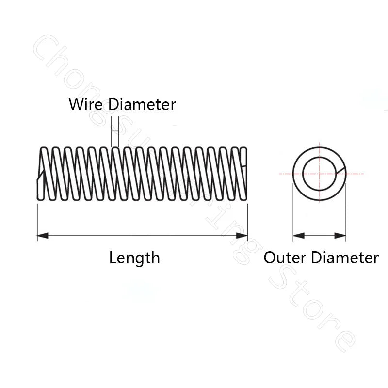 305mm Compression Spring Wire Dia 1 1.2 1.5 2 mm Outer Dia 6 8 10 12 14 15 16 18 20 22 24 25 26 28 30 mm Length 305 mm