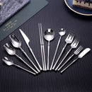 Bright Silver 18/10 Stainless Steel Luxury Cutlery Dinnerware Tableware Knife Spoon Fork Chopsticks Flatware Set Dishwasher Safe