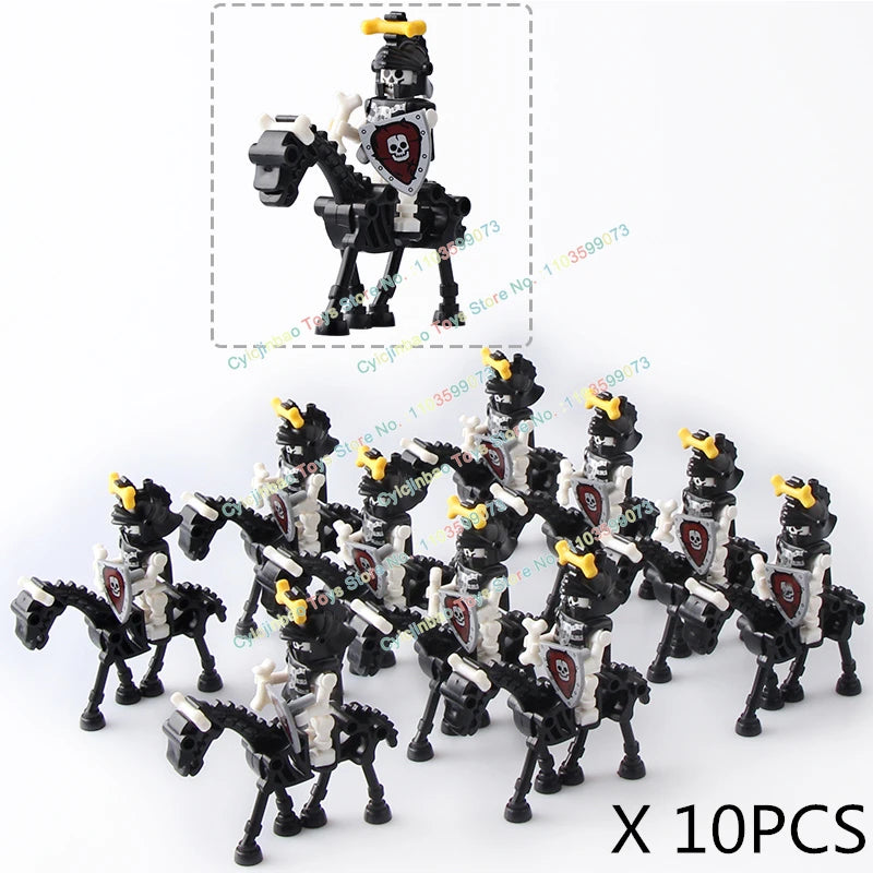 10PCS AX9815-16 Medieval Knight Skeleton Knight Accessories Shield Spear Armor Building Block bricks Action Figure Chilldren Toy