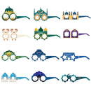 12/6pcs EID Mubarak Decoration Paper Glasses Frame Ramadan Islamic Muslim Photo Booth Props Kids Gift Eid Al Adha Party Supplies