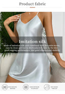 Women's small fresh short dress home casual breathable pajamas nightdress imitation silk home wear