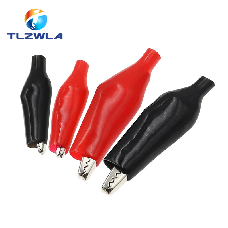 10PCS 28MM 35MM 45MM Metal Alligator Clip Crocodile Electrical Clamp Testing Probe Meter Black Red with Plastic