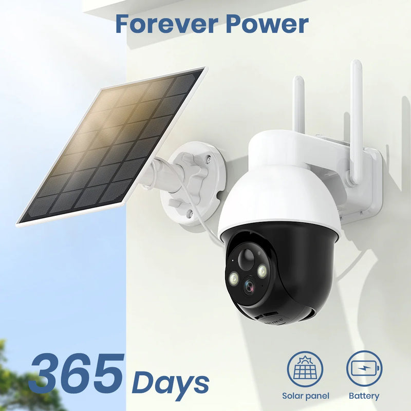 AOSU 3MP PTZ Solar Security Camera Built-in Battery Wireless 2.4Ghz WIFI Camera PIR AI Detection 2-Way Audio Outdoor CCTV Camera