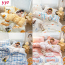 YanYangTian Spitzen-Bettwäsche-Set 4-teilig Bettlaken-Bettbezug-Kissenbezug-Leinen für Familien-Kinderzimmer-Wohnzimmer-Bettwäsche-Set 4-teilig