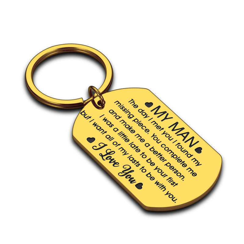 Birthday Valentine Day Keychain Gifts For Boyfriend Husband My Man I love you Couples Keyring for Man Wedding Gifts Key Chains