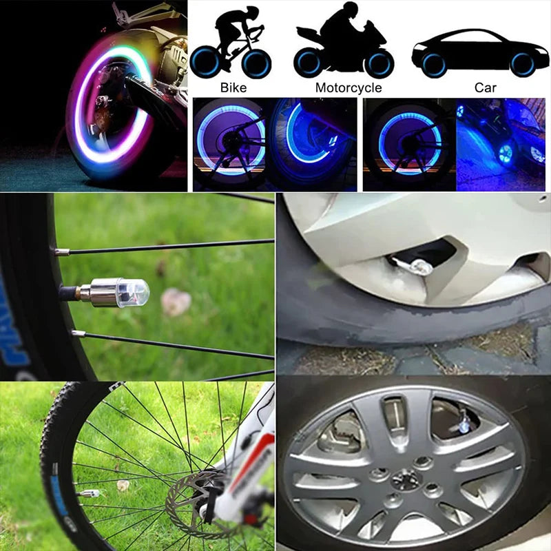 1/2/4PCS Auto Shining Car Auto Wheel Tire Tyre Light Hub Lamp Air Valve Stem LED Light With Cap Cover Car Styling Light