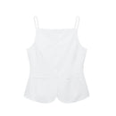 HH Summer Women Solid Square Collar Single Breasted Vest-style Sleeveless Top+High Waist Zipper Side Pocket Mini Shorts Suit