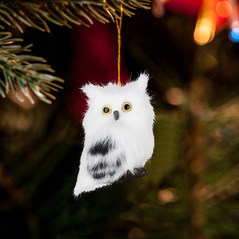 Christmas Tree Decorations Pendant Easy To Hang Faux Fur Sturdy Cute Lovely Light In Weight Simulation Owl