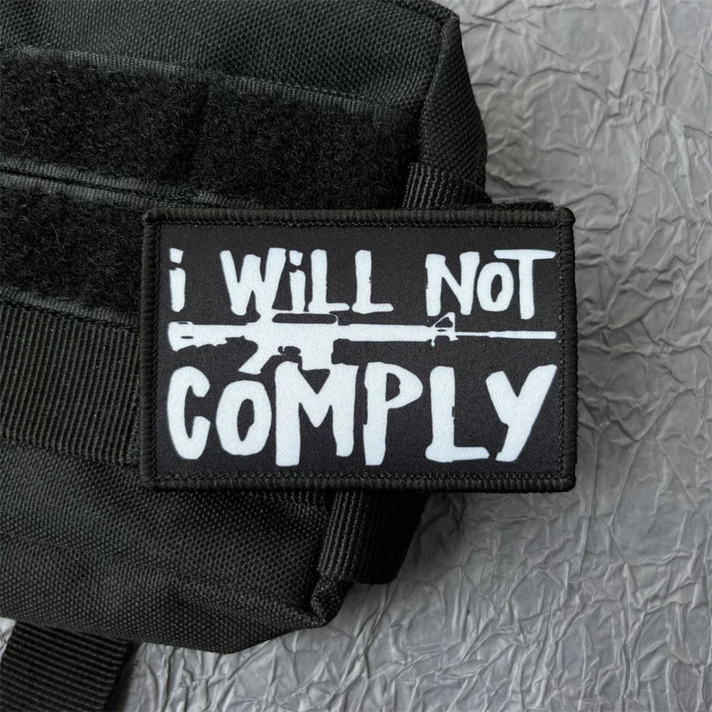 NOT TODAY Letter Stickers for Clothes Tactical Backpack Gear Military Patches Hook and Loop Patch Outdoor Badges