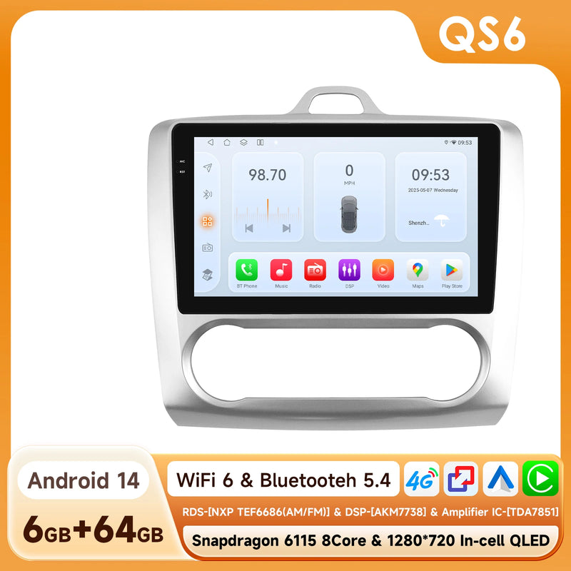 2Din 360Camera Android13 Car Radio For Ford Focus 2 Mk2 2004-2011 Car Multimedia Player Intelligent Screen autoradio Carplay SWC