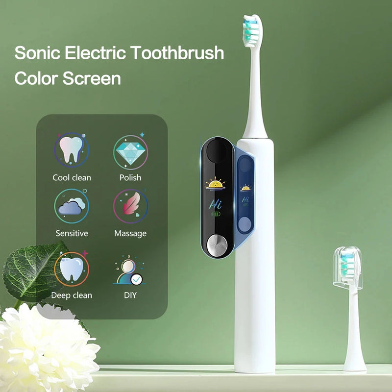 New Xiaomi Mijia LCD Ultrasonic Toothbrush Smart Sonic Electric Toothbrush Set Rechargeable Automatic Oral Care Toothbrush Set