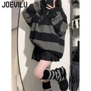 Striped Contrasting Sweater Women's Long Sleeve Knitted Sweatshirt Korean Fashion Streetwear Pullover Autumn New Casual Jumper
