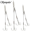 Spinpoler Corkscrew Pike Rig Stinger Fishing Hook For Soft Lure Super Sharp Double Treble Hooks 2 1 1/0 2/0 Wire Line Tackle