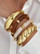 Vintage Minimalist Resin Acrylic Bracelet Bangle Set 4Pcs Stackable Women Daily Holiday Gift New Arrival 4PCS