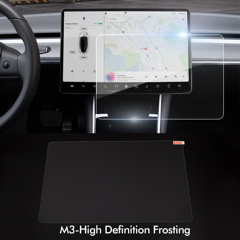 Tempered Glass For Tesla Model 3 Y 2023 Accessories Navigation Cover Sleeve On Sunshade Screen Protector Film Waterproof Fabric