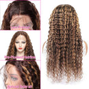 250 Density 30 Inch Highlight Wig Human Hair Deep Wave 13x6 Hd Lace Front Wig 13x4 Curly Human Hair Wigs  Pre Plucked For Women