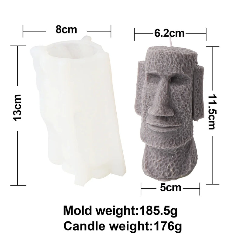 Hot Big Nose Stone Man Candle Silicone Mold Easter Island Moai Statue Crafts Abstract Carving Upper Body Epoxy Resin Mould