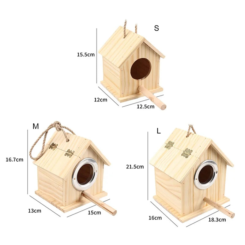 Bird Nest Sturdy Garden Decoration Wooden Bird House Eco-friendly Bird Nesting Box  Natural Wood Bird House Garden Decor