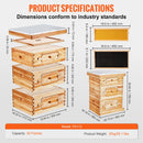 SucceBuy Bee Hive Deep Box Starter Kit 100% Beeswax Coated Natural Cedar Wood Langstroth Beehive Kit Transparent Acrylic