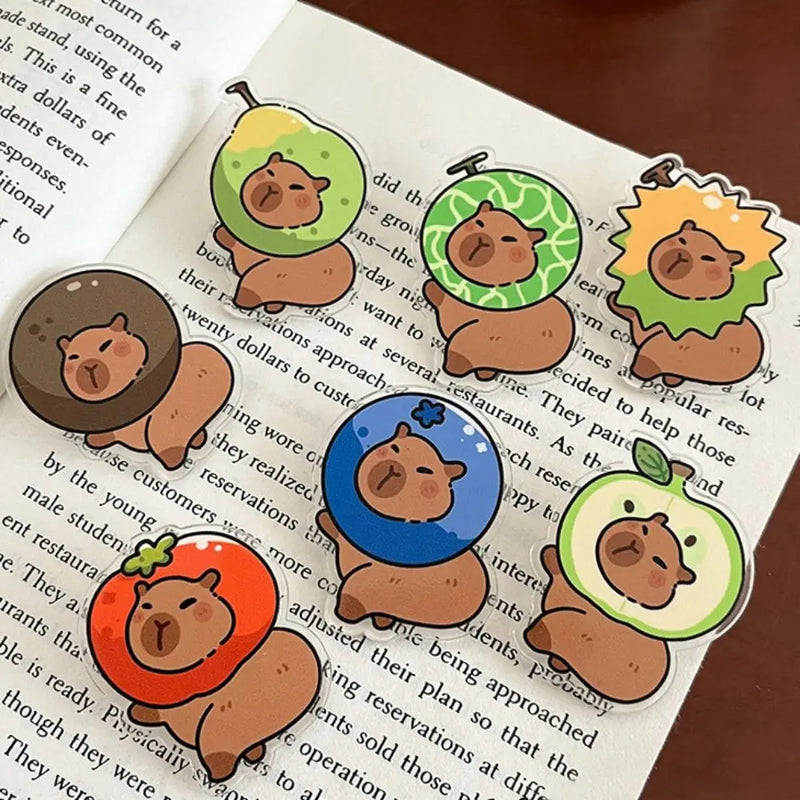 Acrylic Fruits Capybara Brooch Creative Strawberry Orange Tomato Capybara Pin Cute Animal Capibara Badge Kapibara Breastpin