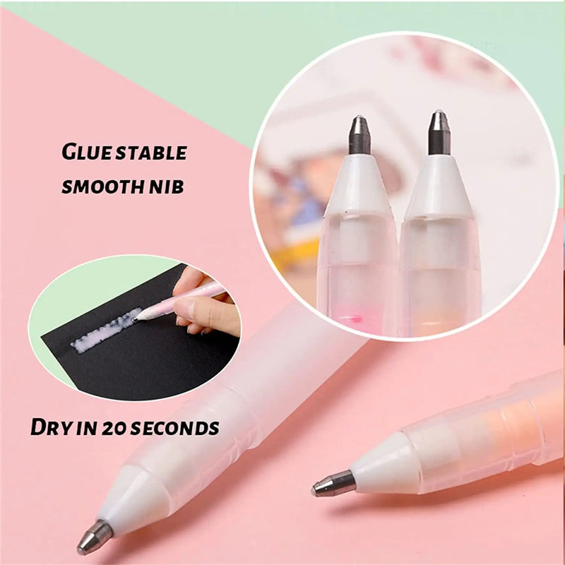 EZONE 6PCS Scrapbook Quick Dry Glue Pens Adhesive Glue Pens Crafting Fabric Pen Liquid Glue Pen Set for Scrapbooking Papercrafts