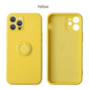 360 ° Rotating Metal Ring Holder Liquid Silicone Shockproof Soft Phone Case For IPhone 16 Pro Max 14 12 11 15 Pro Max Back Cover