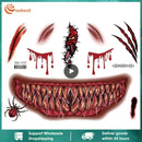 Halloween Scary Tattoo Stickers Crawl Scary Eye-catching Evil Unique Ghost Face Accessories Horror Movie Style Makeup Fake Scar