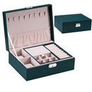 Neue doppellagige Schmuckschatulle aus Leder Ohrstecker Ohrringe Ornament Aufbewahrungsbox Multifunktionale große Schmuckverpackung Display