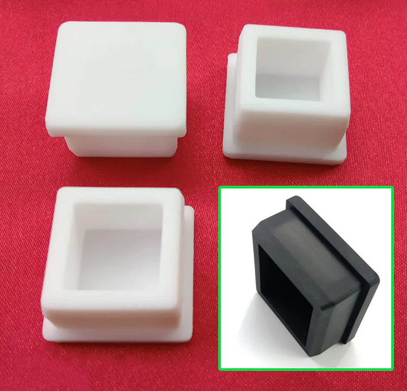 9-50mm Black/White Square With Hole Silicone Rubber End Cap T-Plug Tube Box Part Insert Sealing Plug Square Tube Shielding Plug