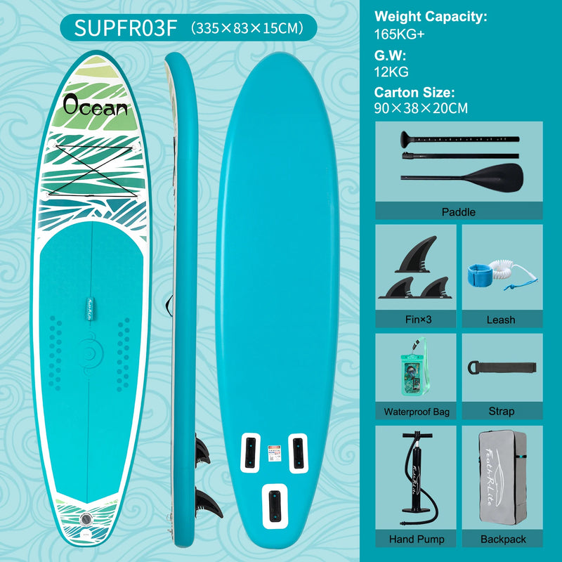 FunWater 350✖87✖15cm Sup Board Inflatable Surfboard Stand Up Paddle Board Inflatable Sup PaddleBoard with Accessories EU Stock