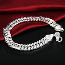 Aktion 100% authentisches 925 Sterling Silber Damen Kettenarmband 10MM Großhandel Mode Herrenschmuck Silber Herrenarmband