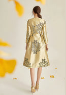 Luxury Trench Women Autumn Winter Jacquard Coat Covered Button Golden Dress Coat Jacket Overcoat New Year Evening Wear